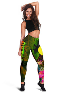 Palau Polynesian Women's Leggings - Hibiscus and Banana Leaves - Polynesian Pride