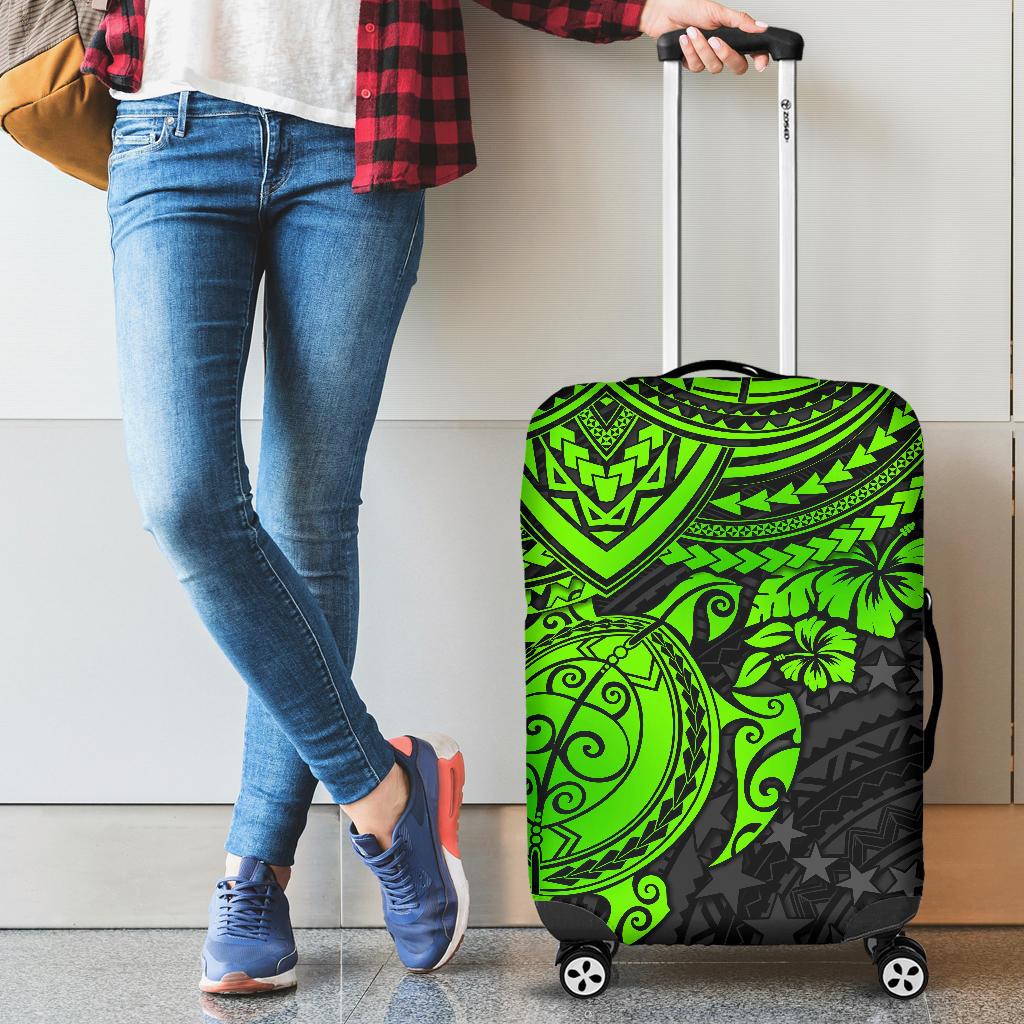 Cook Islands Polynesian Luggage Cover - Green Turtle Green - Polynesian Pride