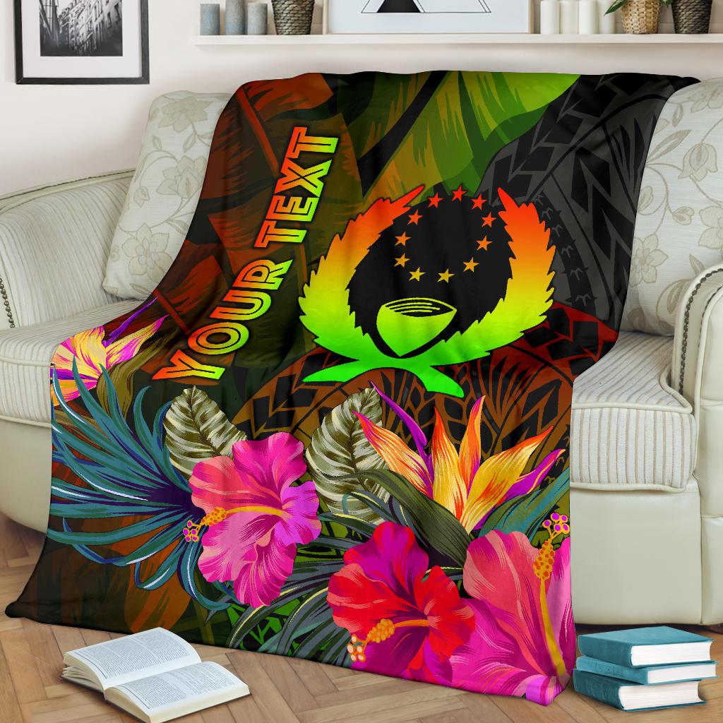 Pohnpei Polynesian Personalised Premium Blanket - Hibiscus and Banana Leaves - Polynesian Pride