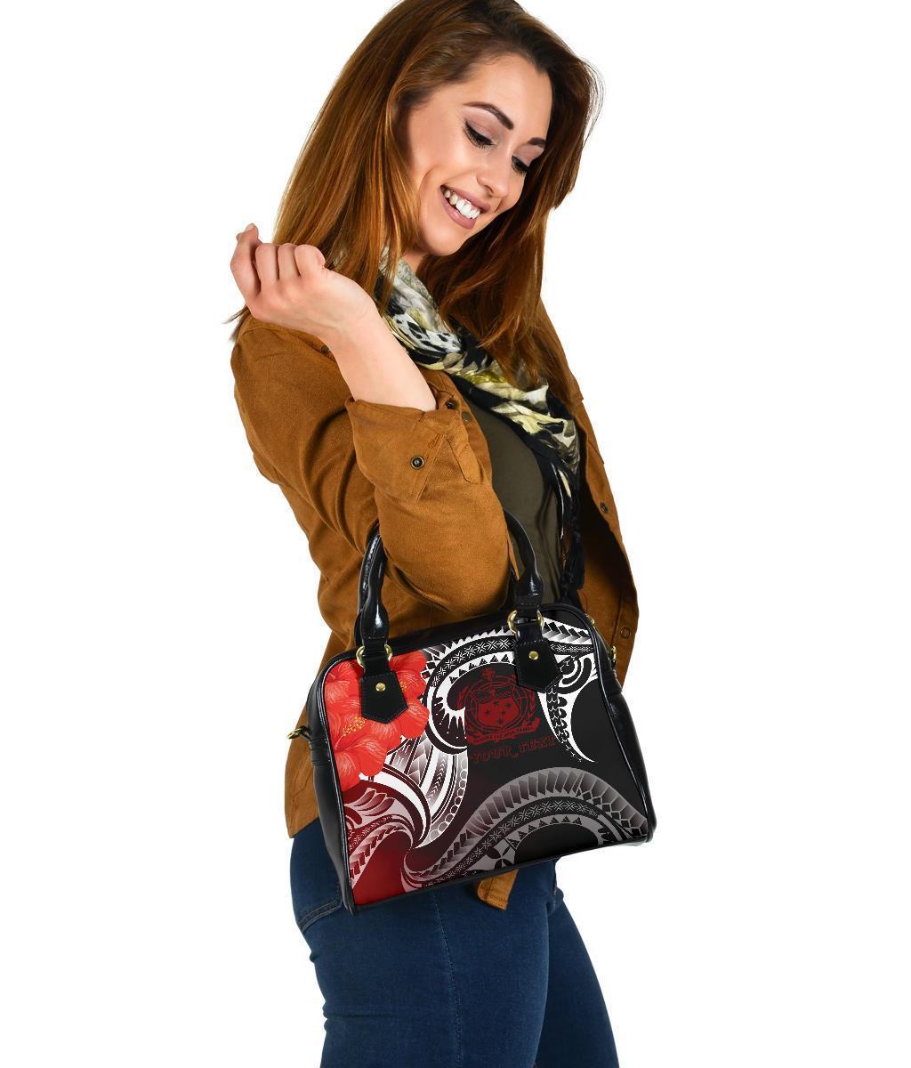 Samoa Custom Personalised Shoulder Handbag - Samoa Seal Wave Style (Red) - Polynesian Pride
