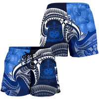 Samoa Custom Personalised Women's Shorts - Samoa Seal Wave Style (Blue) - Polynesian Pride