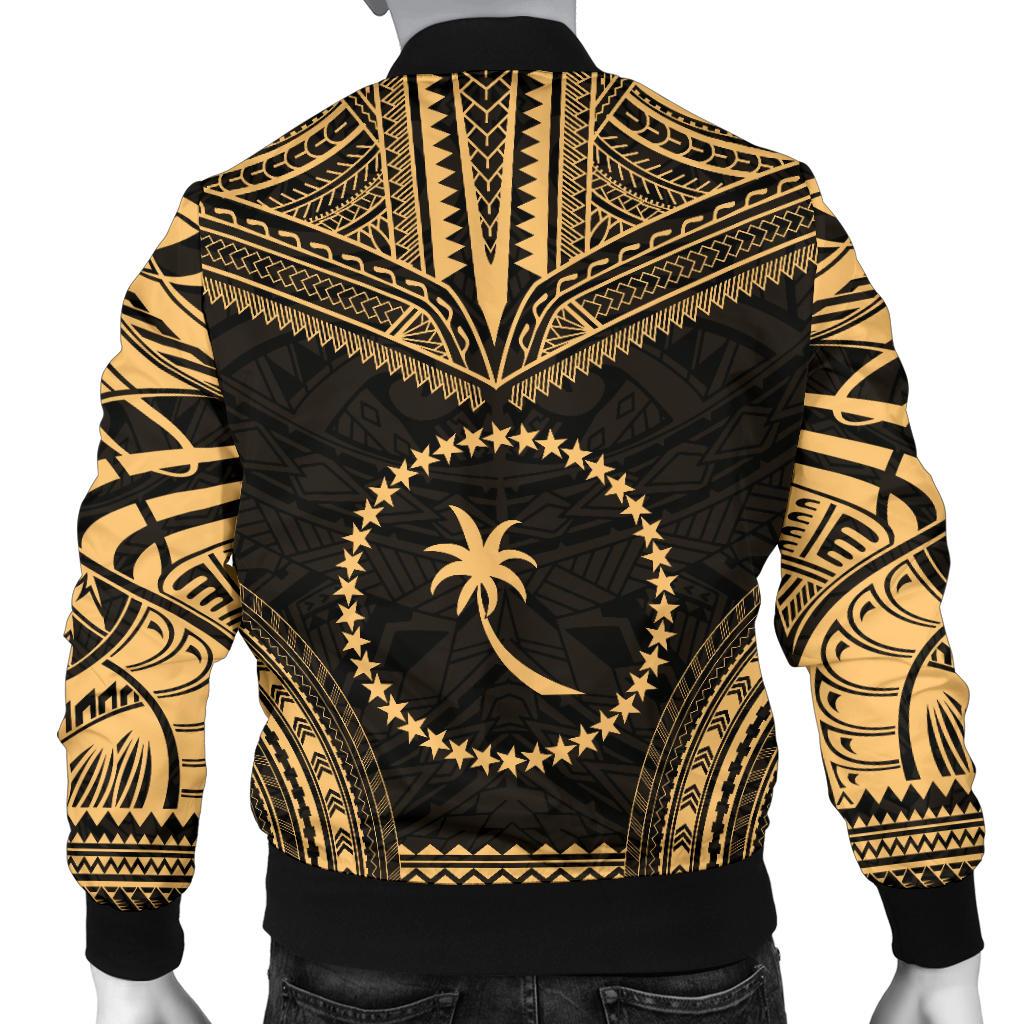 Chuuk Polynesian Chief Men's Bomber Jacket - Gold Version - Polynesian Pride