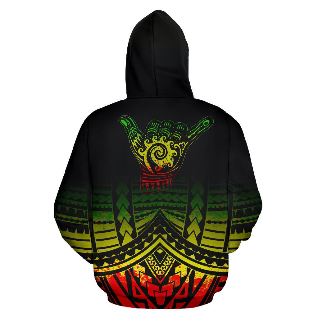 Hawaii All Over Hoodie Shaka Reggae Style - Polynesian Pride