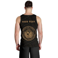 Hawaii Kakau Polynesian Coat Of Arms Personalized Men's Tank Top - Gold - Polynesian Pride