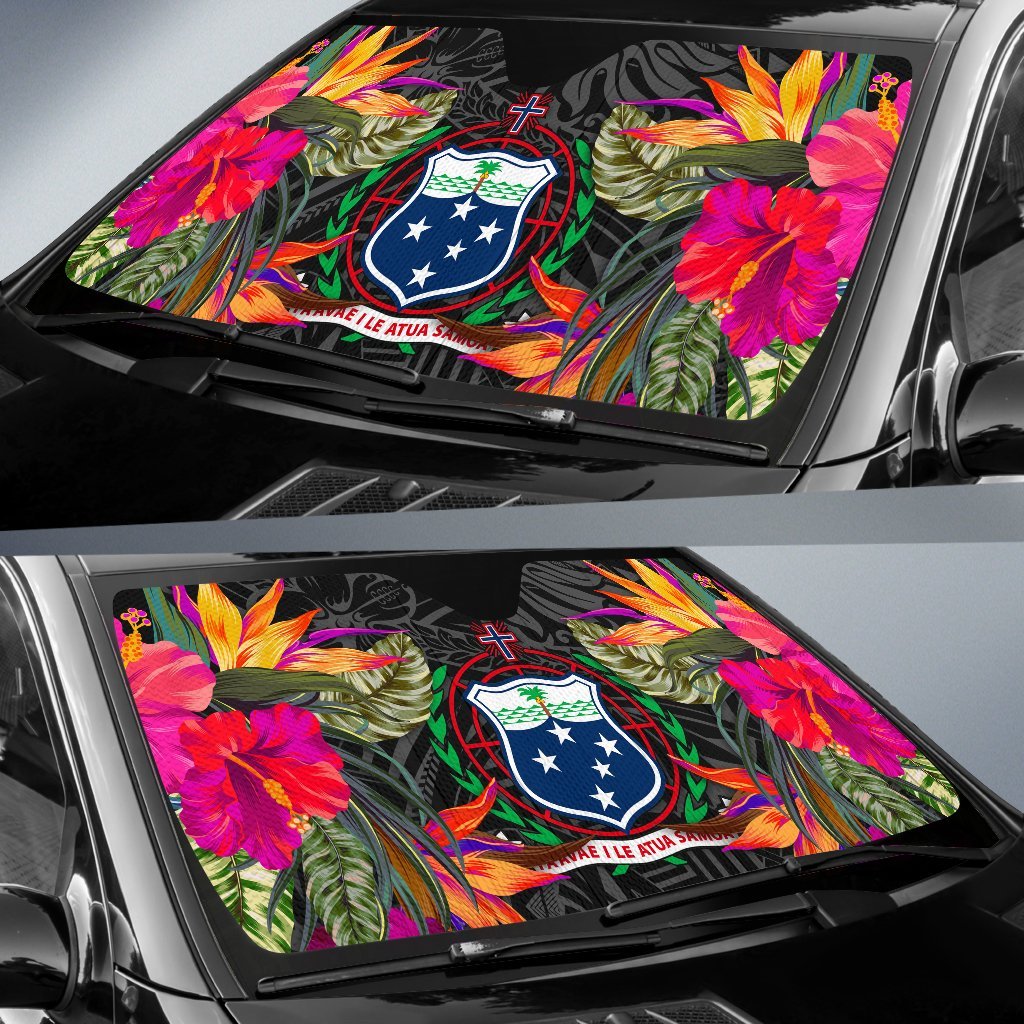 Samoa Auto Sun Shades - Hibiscus Pattern - Polynesian Pride