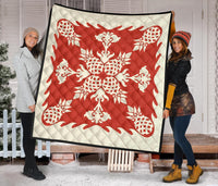 Hawaiian Pineapple Pattern Premium Quilt - Red - Argu Style - AH - Polynesian Pride