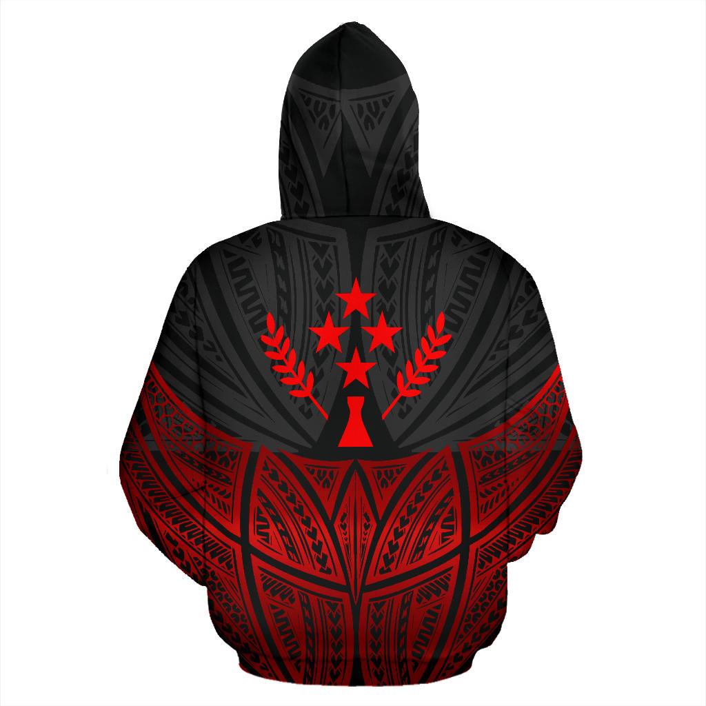 Kosrae Polynesian Hoodie Red Black Pride Map nd Seal - Polynesian Pride