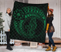 Polynesian Quilt - Polynesian Green Seahorse Tattoo - Polynesian Pride