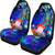 Custom Personalised Samoa Car Seat Covers - Humpback Whale with Tropical Flowers (Blue) - Polynesian Pride