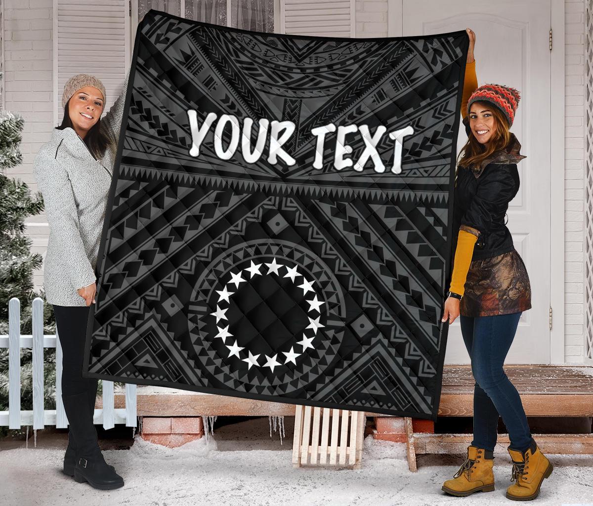 Cook Island Personalised Premium Quilt - Seal With Polynesian Tattoo Style ( Black) - Polynesian Pride
