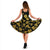 Polynesian Midi Dress - Black Gold Hibiscus - Polynesian Pride