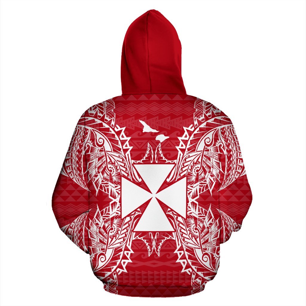 Wallis nd Futuna Polynesian ll Over Hoodie Map Red White - Polynesian Pride