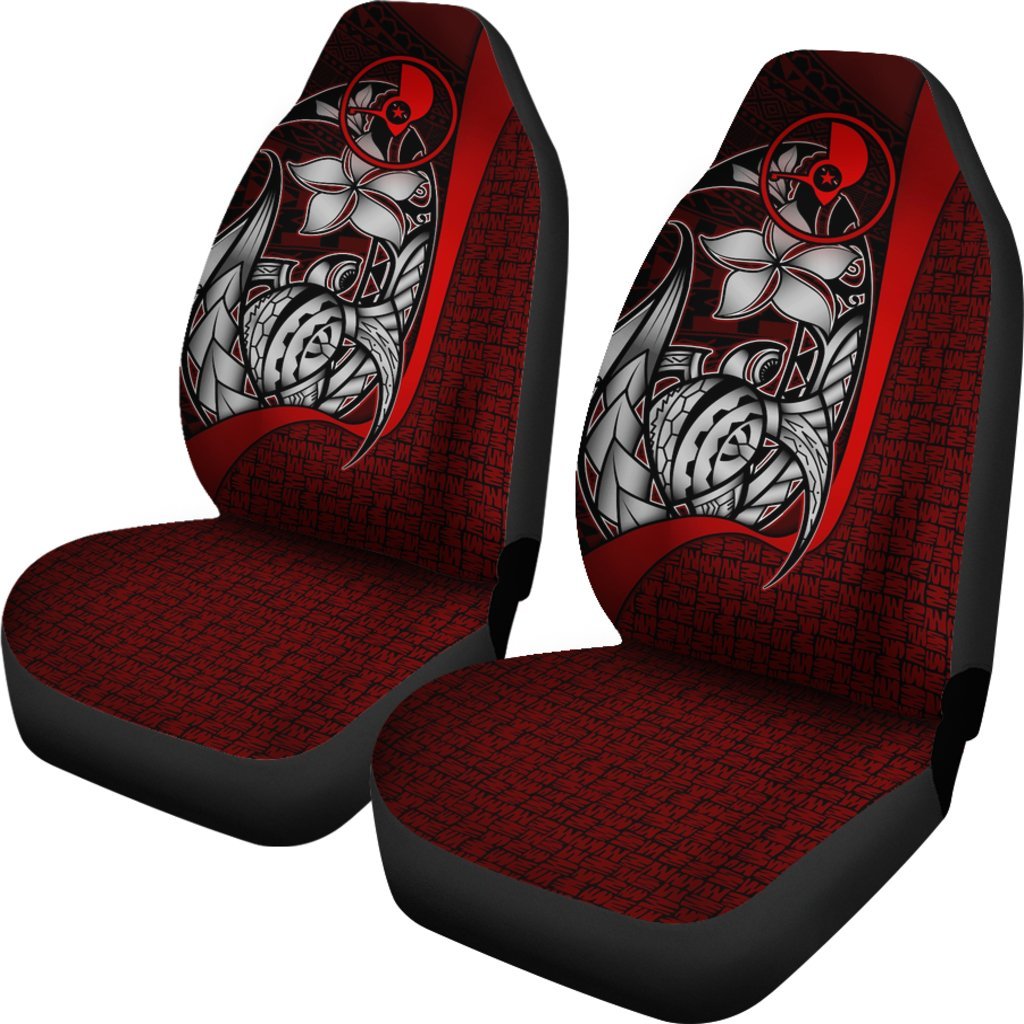 Yap Micronesian Car Seat Covers Red - Turtle With Hook - Polynesian Pride