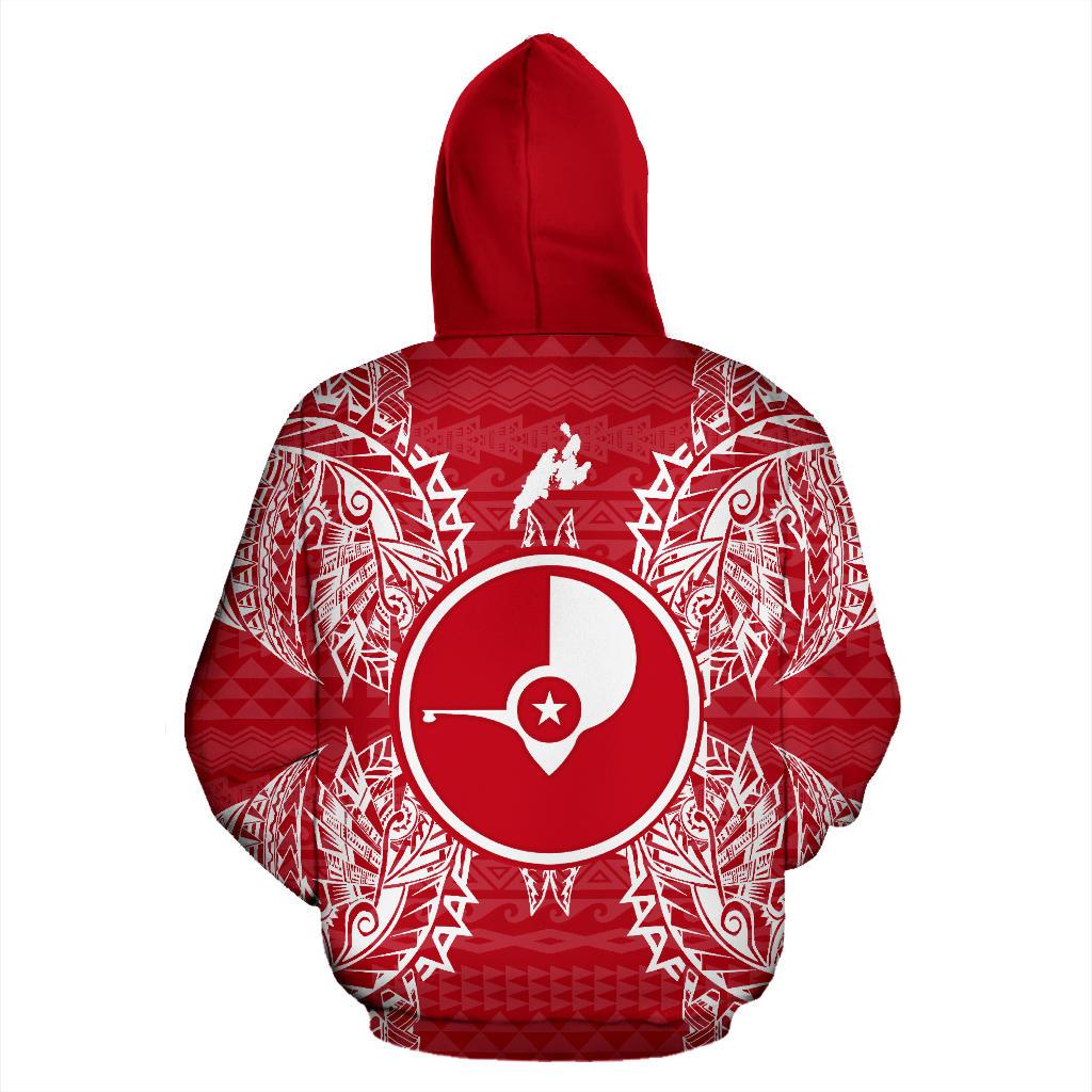 Yap Polynesian ll Over Hoodie Map Red White - Polynesian Pride