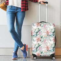 Tropical Pattern With Orchids, Leaves And Gold Chains Luggage Cover - Polynesian Pride