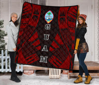 Guam Premium Quilt - Guam Coat Of Arms Polynesian Red Tattoo - Polynesian Pride