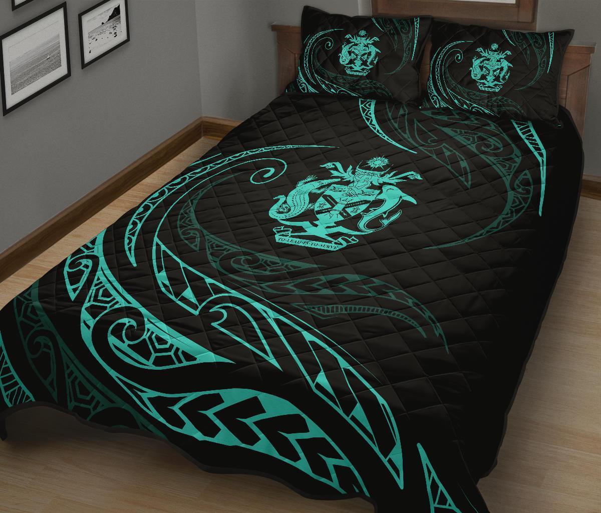 Solomon Quilt Bed Set - Turquoise - Frida Style - Polynesian Pride