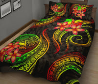 American Samoa Polynesian Quilt Bed Set - Reggae Plumeria - Polynesian Pride