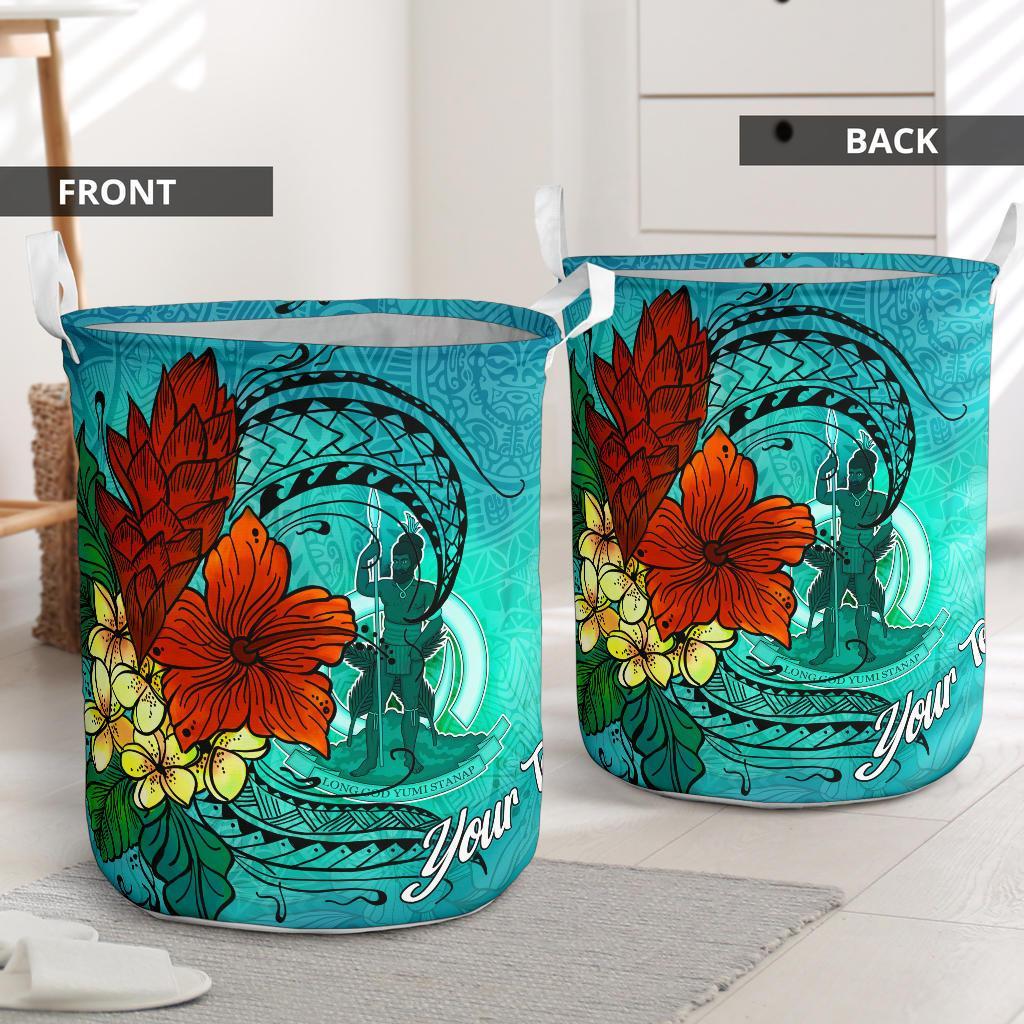 Vanuatu Laundry Basket - Custom Personalised Tropical Flowers Style - Polynesian Pride