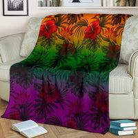 Polynesian Premium Blanket - Green Hibiscus Patterns - Polynesian Pride