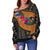 Samoa Women's Off Shoulder Sweater - Polynesian Hook And Hibiscus (Nude) - Polynesian Pride