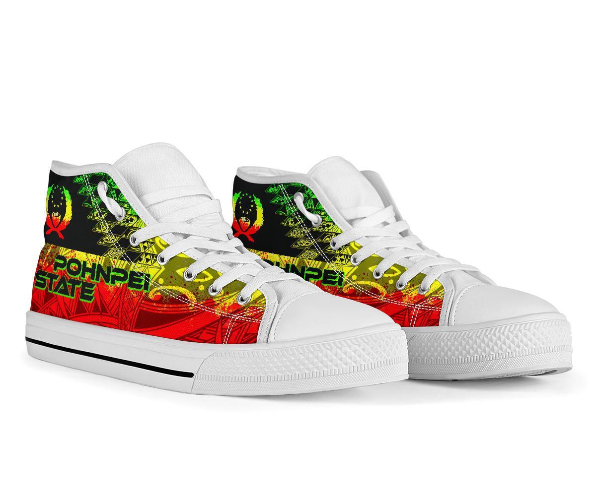 Pohnpei State High Top Shoes - Reggage Color Symmetry Style - Polynesian Pride