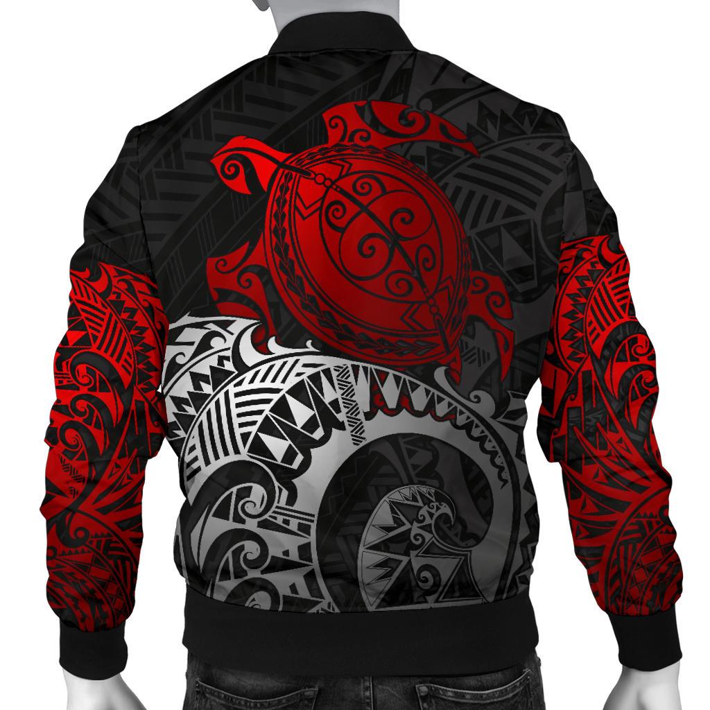 Polynesian Hawaii Bomber Jacket (Men) - Polynesian Turtle (Red) - Polynesian Pride
