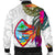 Guam Men's Bomber Jacket Polynesian Hibiscus White Pattern - Polynesian Pride