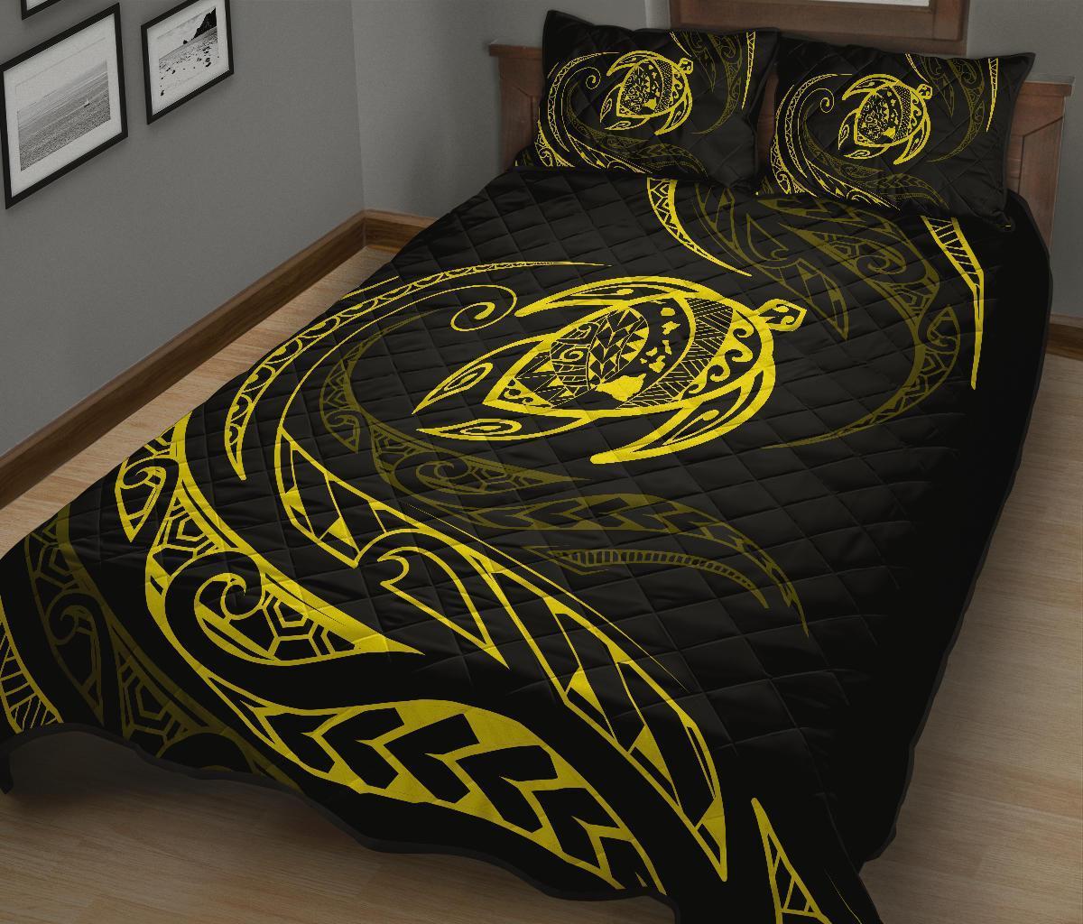 Hawaii Turtle Quilt Bed Set - Yellow - Frida Style - Polynesian Pride