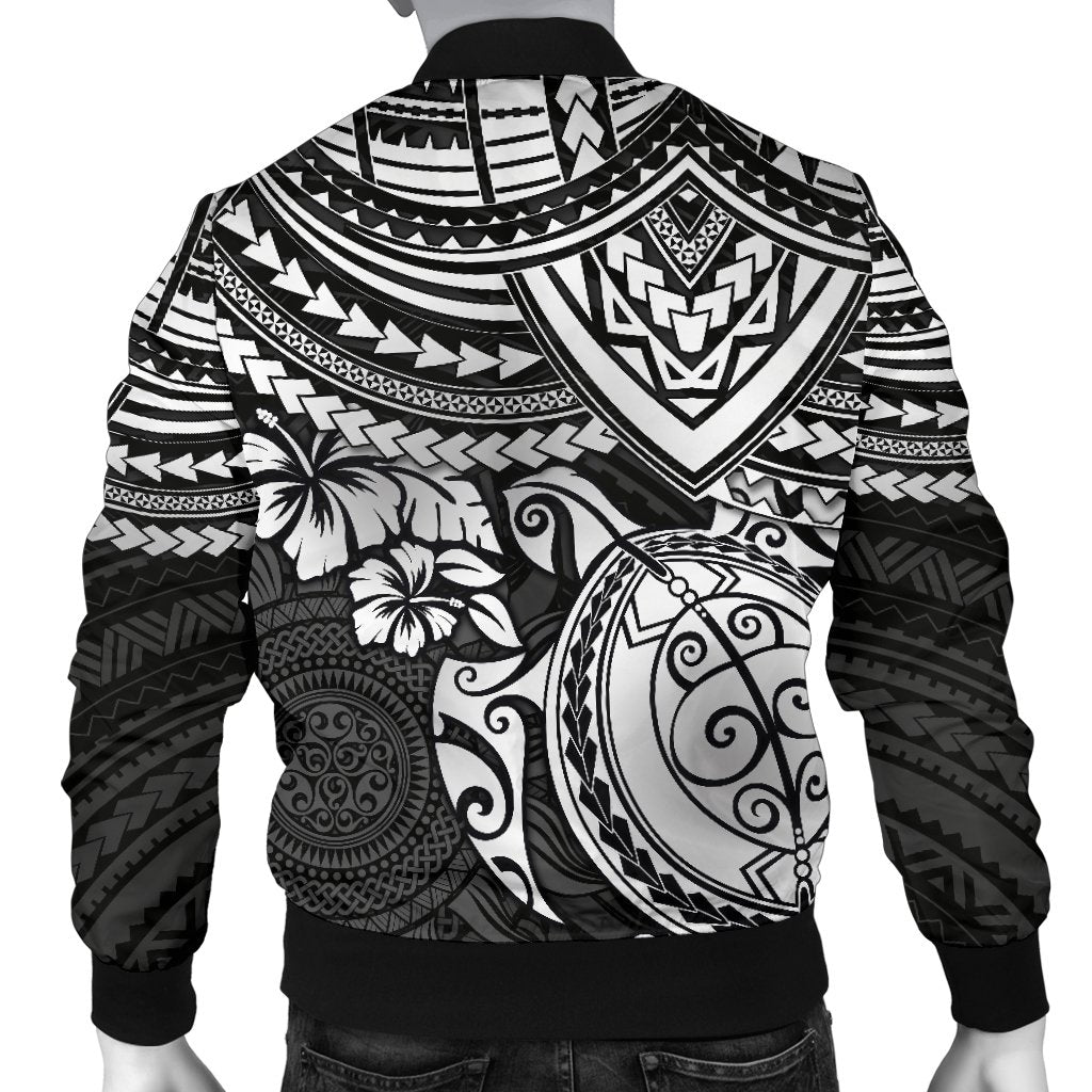 Polynesian Bomber Jacket (Men) - Polynesian White Turtle - Polynesian Pride