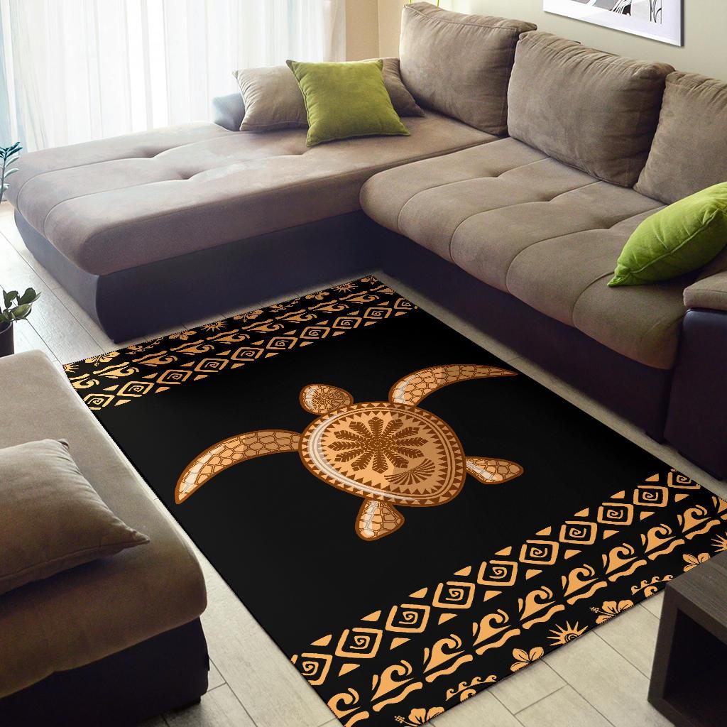 Golden Polynesian Turtle Area Rug - Polynesian Pride