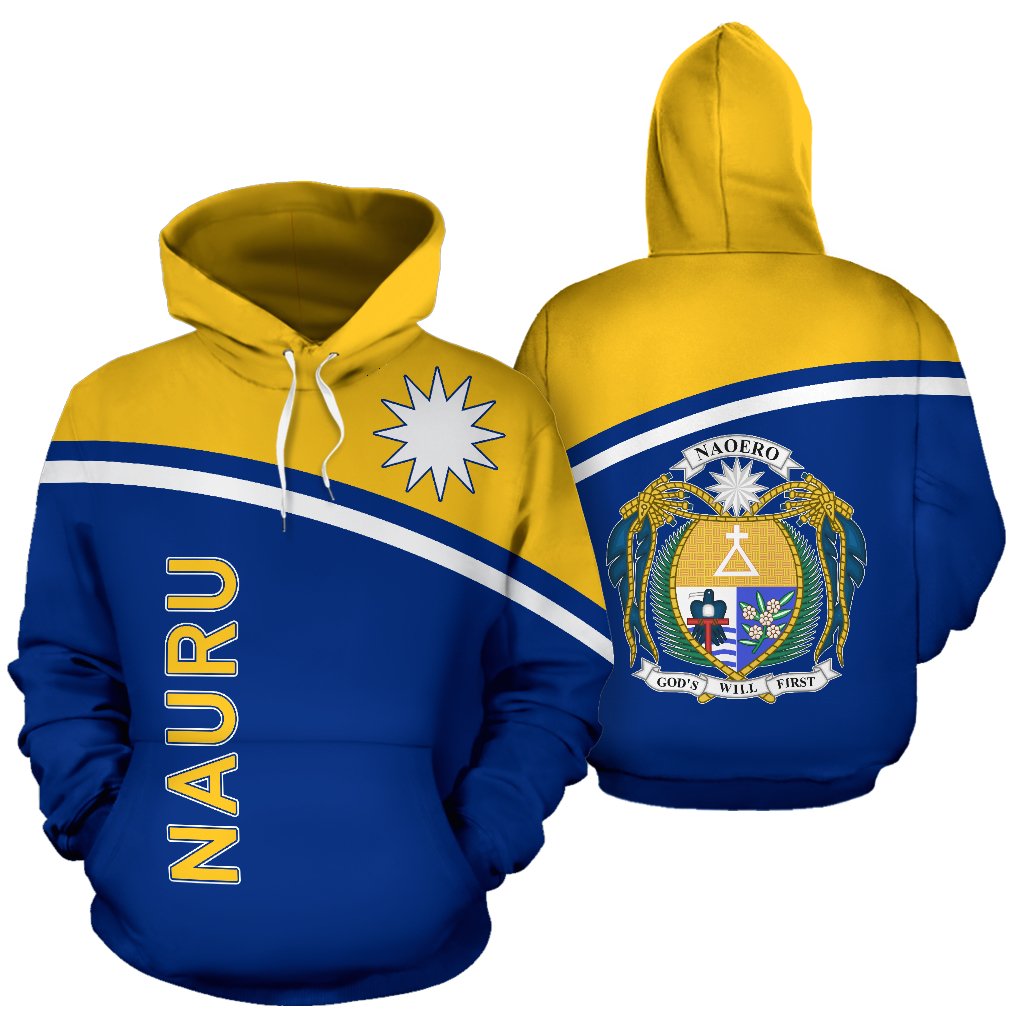 Nauru All Over Hoodie Polynesian Curve Version Unisex White - Polynesian Pride