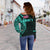 Hawaii Kanaka Polynesian Women's Off Shoulder Sweater - Turquoise - Polynesian Pride