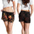 Wallis And Futuna Polynesian Women's Shorts - Turtle With Blooming Hibiscus Gold - Polynesian Pride