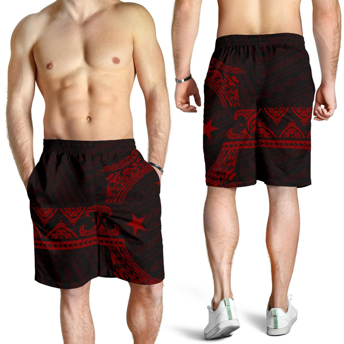 Federated States Of Micronesia Polynesian All Over Print Men's Short - Red Version - Polynesian Pride
