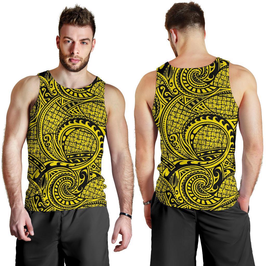 Polynesian Maori Lauhala Yellow Hawaii Men's Tank Top Yellow - Polynesian Pride