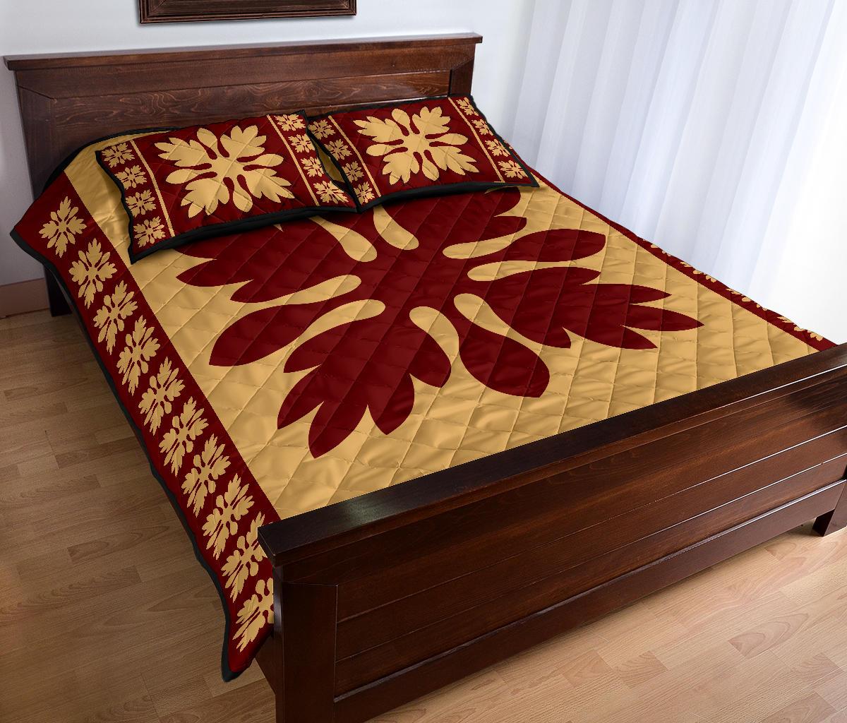 Hawaiian Quilt Pattern Palm Tree New Quilt Bed Set - Polynesian Pride