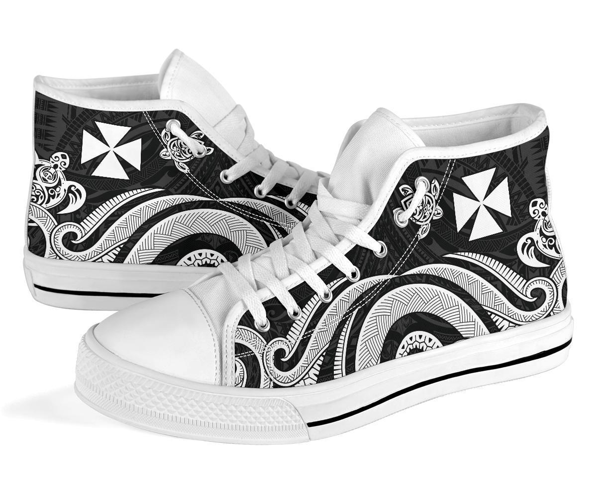 Wallis and Futuna High Top Canvas Shoes - White Tentacle Turtle - Polynesian Pride