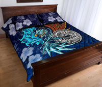 American Samoa Polynesian Quilt Bed Set - Blue Polynesian Eagle - Polynesian Pride