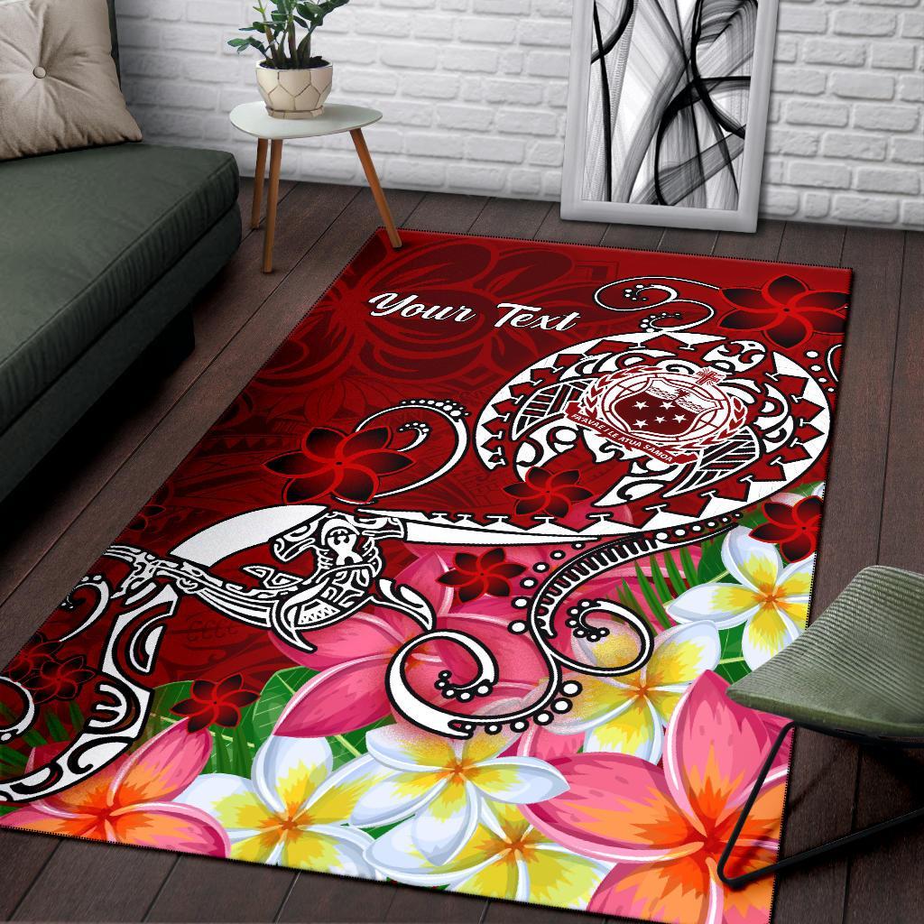 Samoa Custom Personalised Area Rug - Turtle Plumeria (Red) - Polynesian Pride