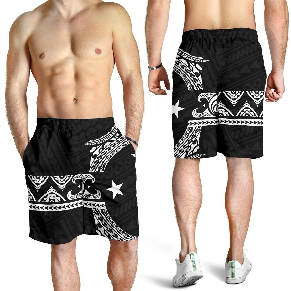 Federated States Of Micronesia Polynesian All Over Print Men's Short - Black Version - Polynesian Pride