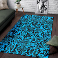 Polynesian Blue And Black Area Rug - Polynesian Pride