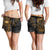 Samoa Polynesian Shorts (Women) - Gold Turtle Flowing - Polynesian Pride