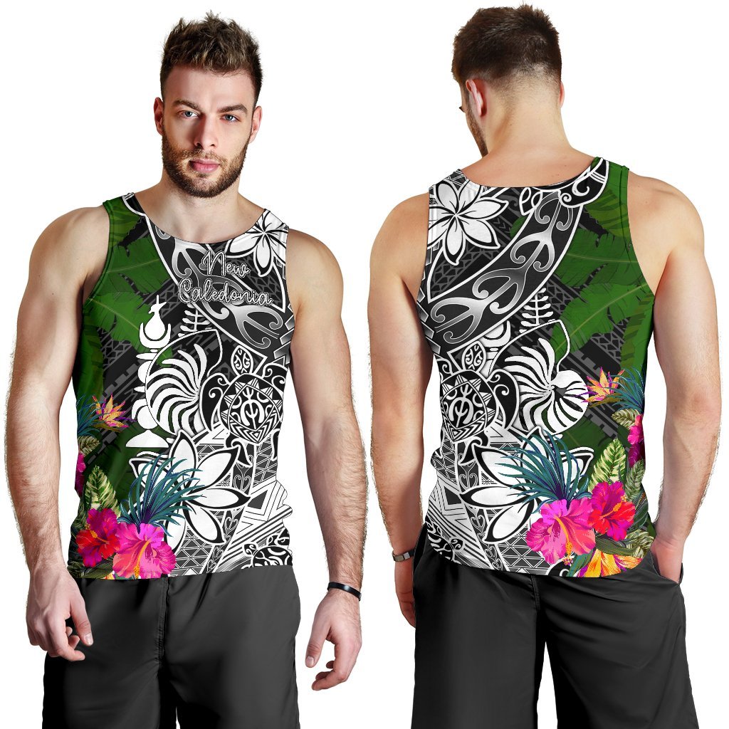 New Caledonia Men Tank Top - Turtle Plumeria Banana Leaf Crest - Polynesian Pride