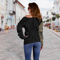 Samoa Tribal Maori Tattoo Roman Reigns Off Shoulder Sweater Gold - Polynesian Pride