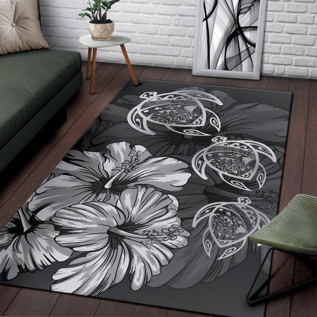 Hawaiian Map Hibiscus Flowers Vintage Polynesian Rug AH - Polynesian Pride