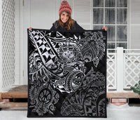 Samoa Polynesian Premium Quilt - White Turtle Flowing - Polynesian Pride