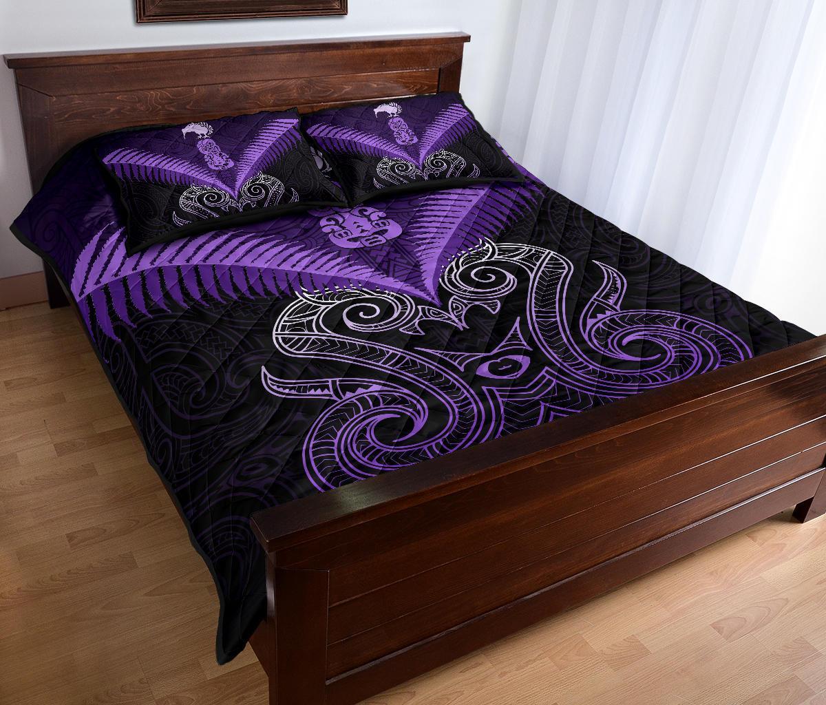 Maori Manaia New Zealand Quilt Bed Set Purple - Polynesian Pride