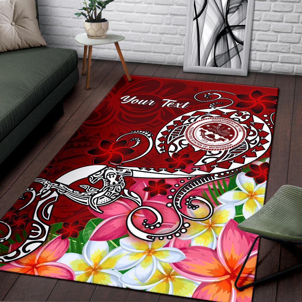 FSM Custom Personalised Area Rug - Turtle Plumeria (RED) - Polynesian Pride