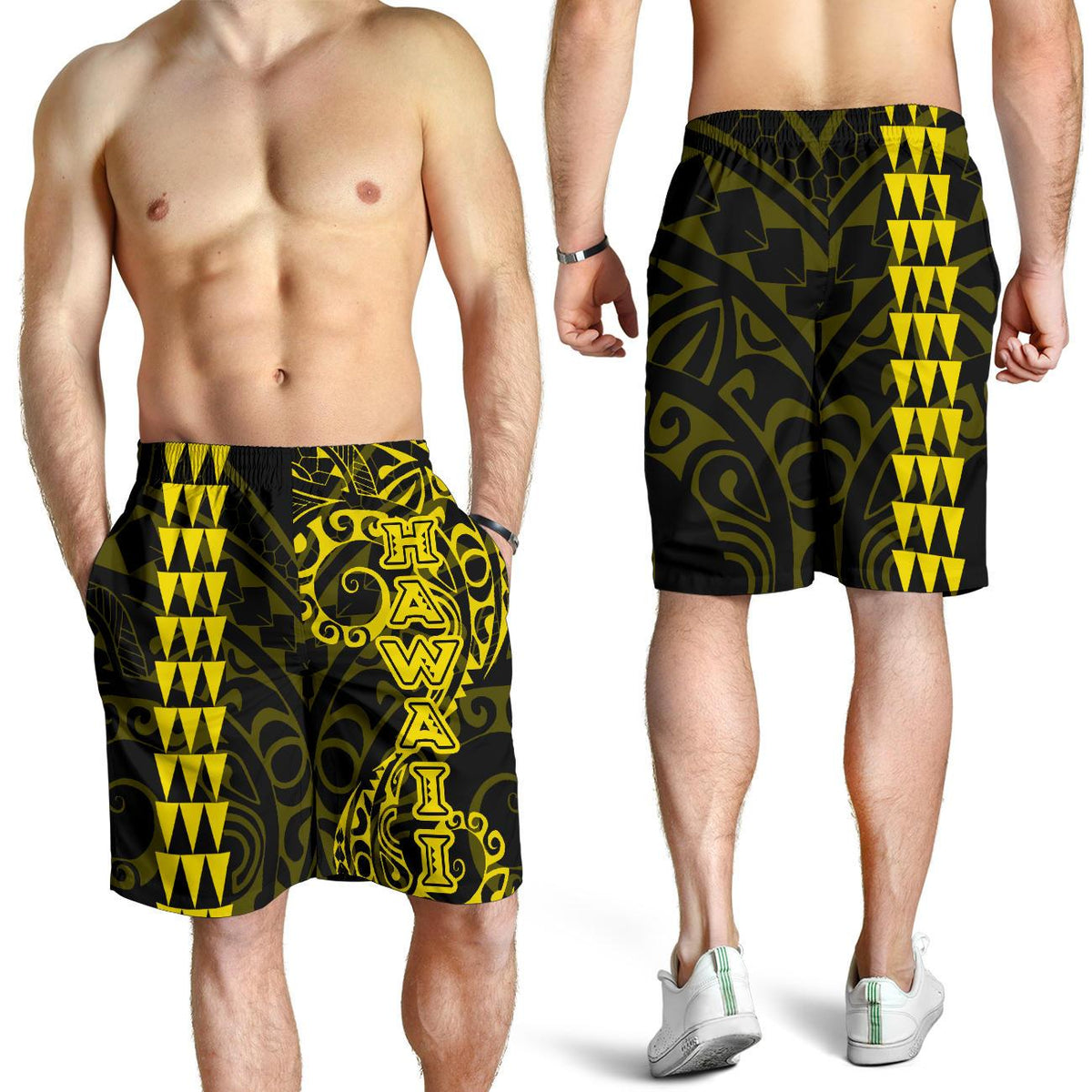 Hawaii Tribal Yellow Men's Shorts - Polynesian Pride